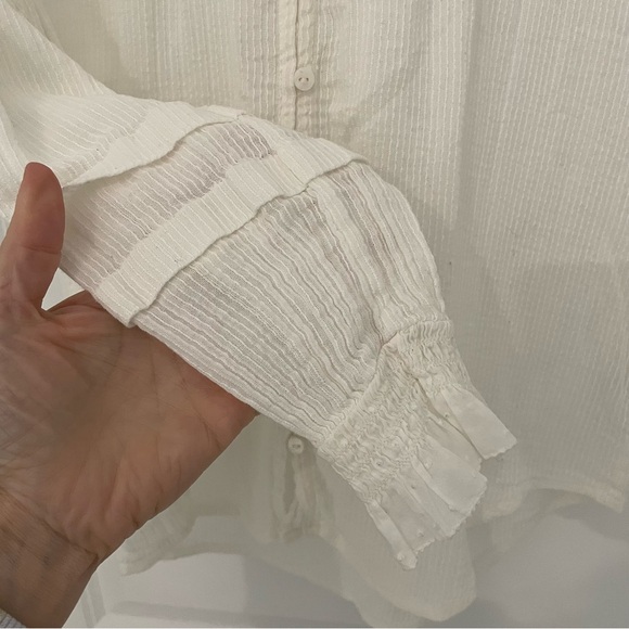 Faherty Willa Button Front Organic Cotton Ruffle Collar Embroidered White Top 22 - Picture 7 of 11